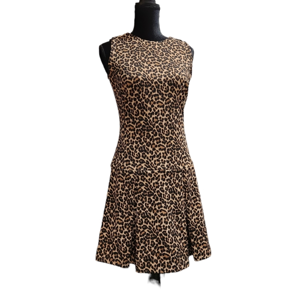 Michael Kors Leopard Print Neutral Sleeveless Knee Length Mini Dress 2
